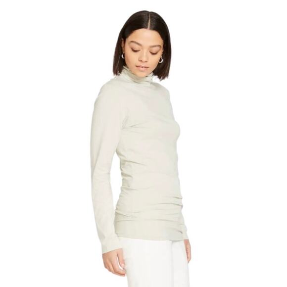 Universal Standard Mineral Gray Close Fit Turtleneck Top Pima Cotton Peru Large* - Picture 13 of 13